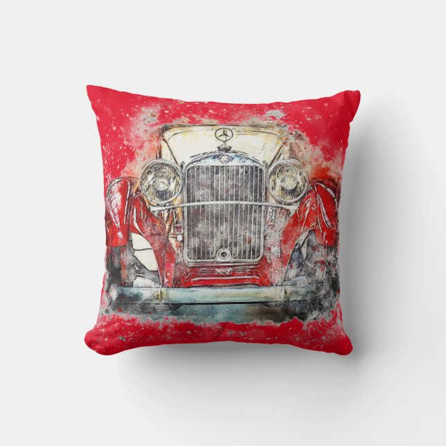 Coussin Voiture rouge vintage (Recto)