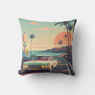 Coussin Voiture vintage de style rétro sur la plage