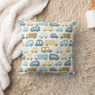 Coussin Voitures et camions miniatures Nurserie bleu pou