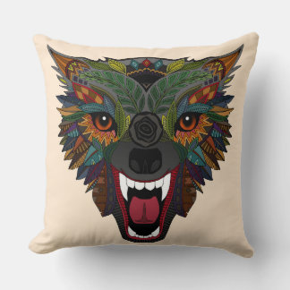Coussin vol de combat de loup ecru