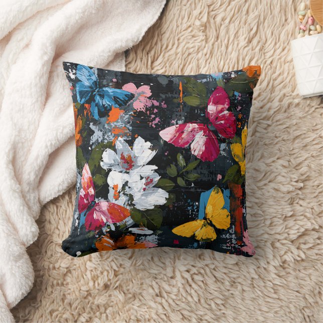 Coussin Vol de papillon abstrait vibrant (2) (Couverture)
