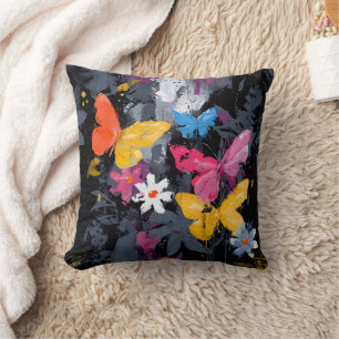 Coussin Vol de papillon abstrait vibrant (5)
