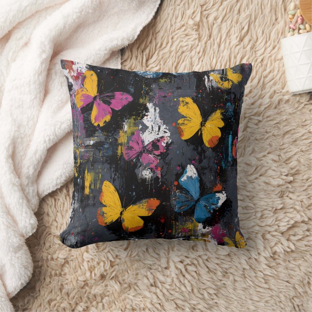 Coussin Vol de papillon abstrait vibrant (8) (Couverture)