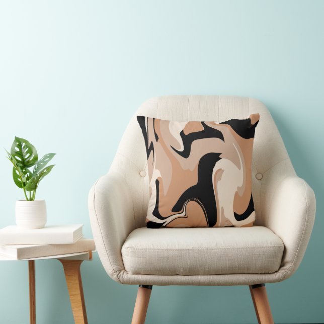 Coussin Volant Motif Brown En Marbre Noir (Chaise)