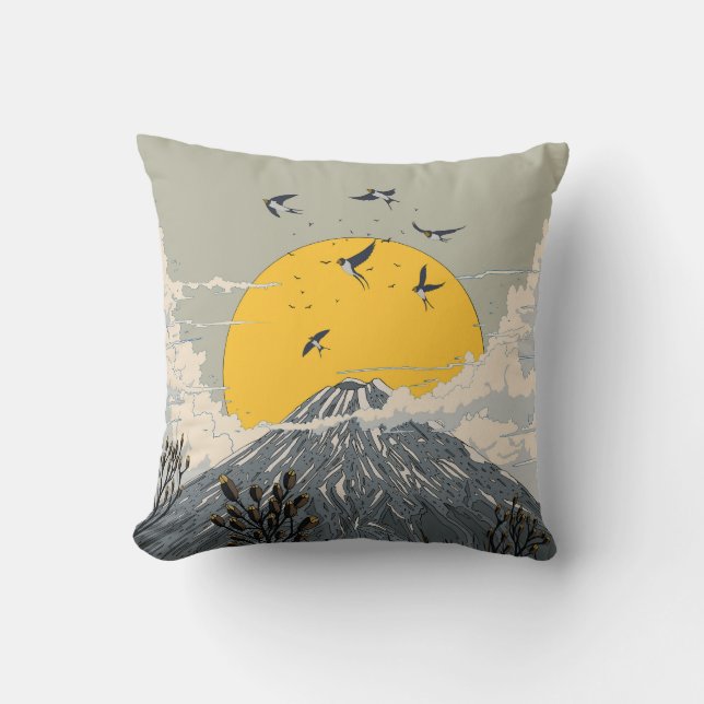 Coussin Volcan de montagne fleurie sauvage (Recto)