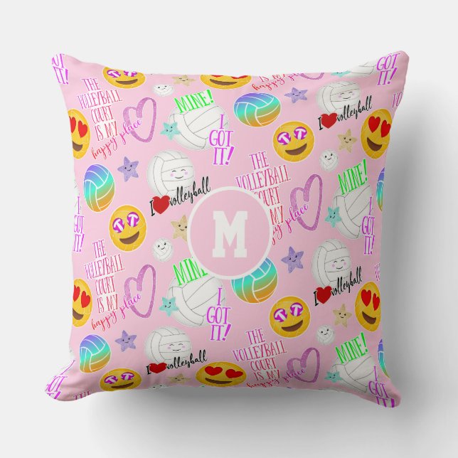 Coussin volleyball girly kawaii emoji look collé (Recto)