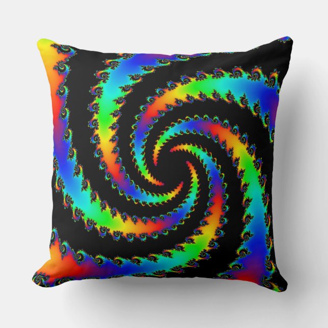 Coussin Vortex arc-en-ciel fractal (Recto)