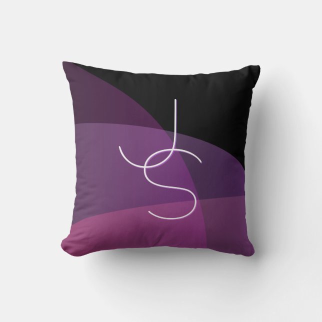 Coussin Vos initiales de chevauchement | Moderne violet et (Recto)