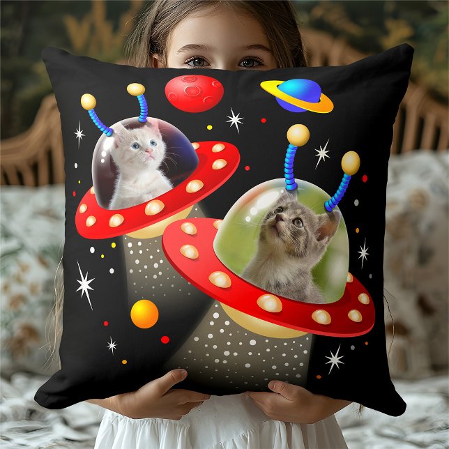 Coussin Votre Chats Sci-Fi UFO Chat Alien thème de l'espac (Créateur téléchargé)