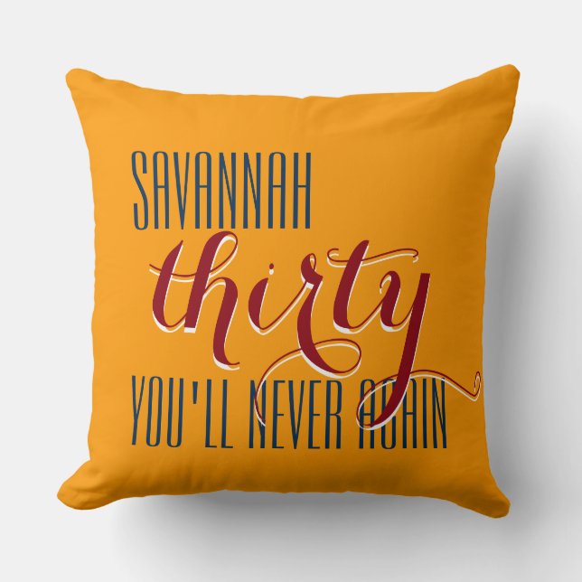 Coussin Votre dicton : Christopher trente, vous ne serez p (Recto)