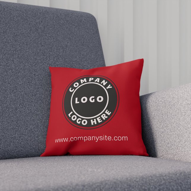 Coussin Votre entreprise Logo Business Shoroom Rouge (Business Logo Elegant Red Throw Pillow)