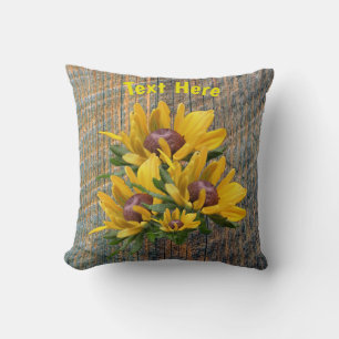Coussin Votre Fleur de marguerite de texte personnalisée