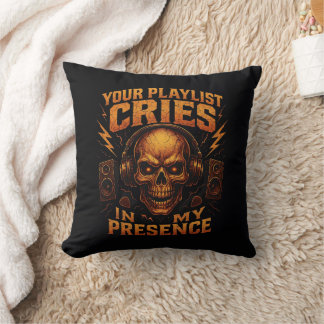 Coussin Votre liste de lecture pleure Musique Casque Crâne