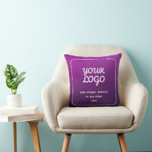 Coussin Votre logo & ombre dégradée violet clair à foncé é