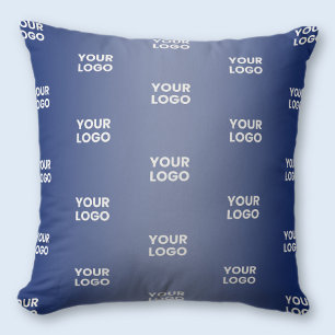 Coussin Votre logo simple en répétition dégradé bleu marin