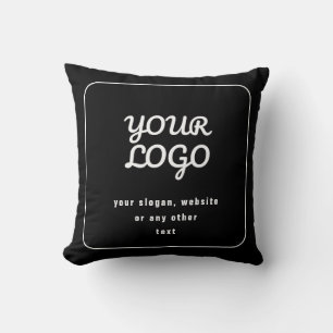 Coussin Votre Logo & Slogan ou autre texte   Noir et blanc
