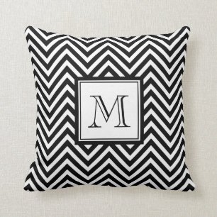 COUSSIN VOTRE MONOGRAMME, CHEVRON NOIR
