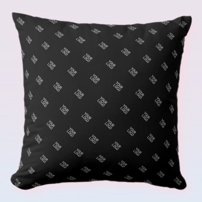 Coussin Votre Motif de logo simple et répétitif | Noir (Créateur téléchargé)