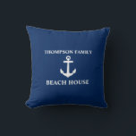 Coussin Votre nom Beach House Ancre Bleu<br><div class="desc">Votre Nom Beach House Ancre Blue Throw Pillow Cushion.</div>