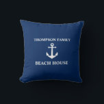 Coussin Votre nom Beach House Ancre Vintage Bleu<br><div class="desc">Votre Nom Beach House Ancre Vintage Coussin d'oreiller à jet bleu .</div>