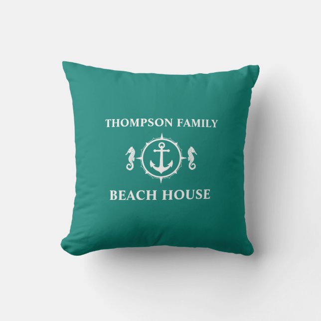 Coussin Votre nom Beach House Seahorse Ancre sh0b (Recto)