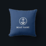 Coussin Votre nom de bateau Sea Ancre Blue<br><div class="desc">Nom du bateau Ancre de mer Coussin d'oreiller à jet bleu.</div>