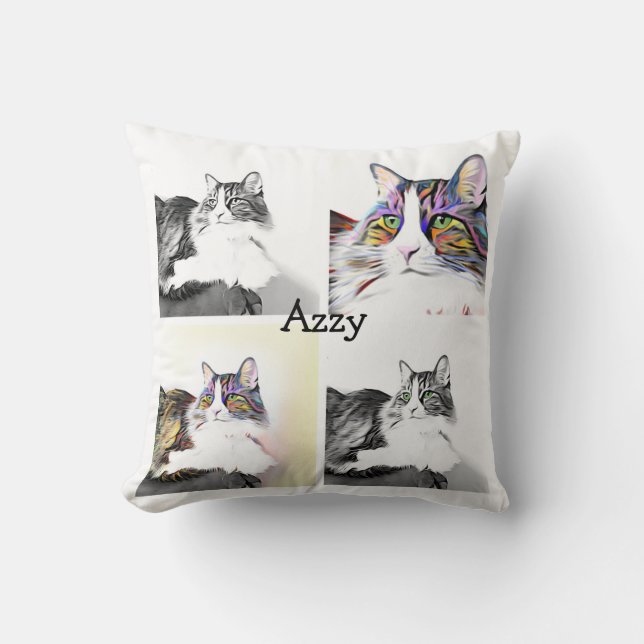 Coussin Votre nom de chat, magnifique chat moderne (Recto)