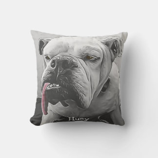 Coussin Votre nom de familier, yeux et langue noirs blancs