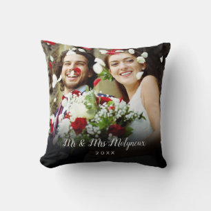 Coussin Votre nom de famille et la date de votre mariage p