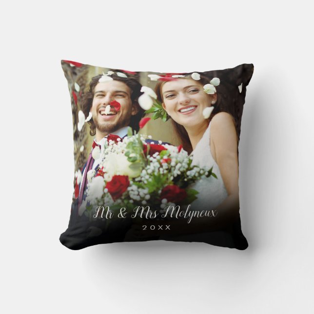 Coussin Votre nom de famille et la date de votre mariage p (Recto)