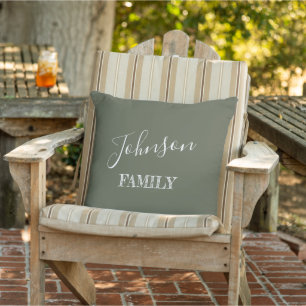 Coussin Votre Nom De Famille Personalisé Chive Green