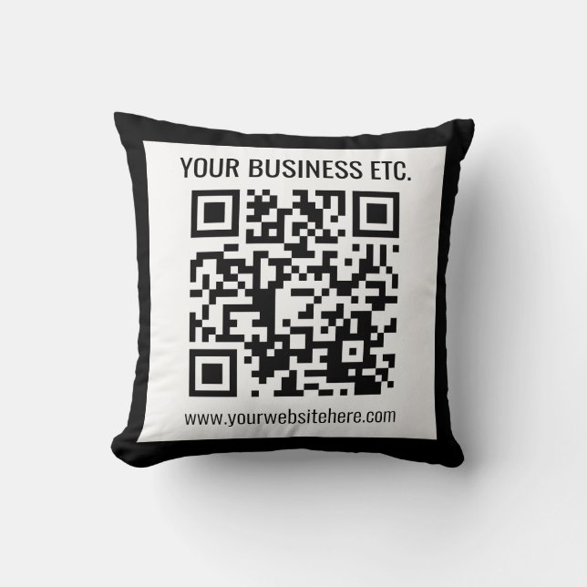 Coussin Votre nom d'entreprise et code QR modifiable (Recto)