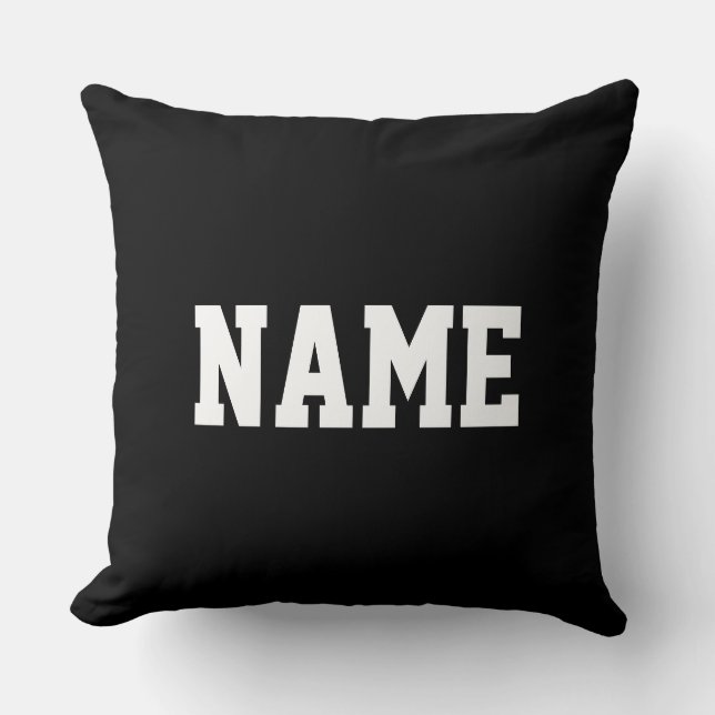 Coussin Votre nom Texte Athlétique Amusant Sur Fond Noir M (Recto)