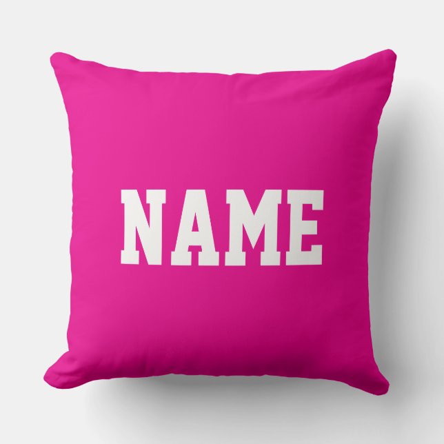 Coussin Votre nom Texte Athlétique Amusant Sur Fond Rose G (Recto)