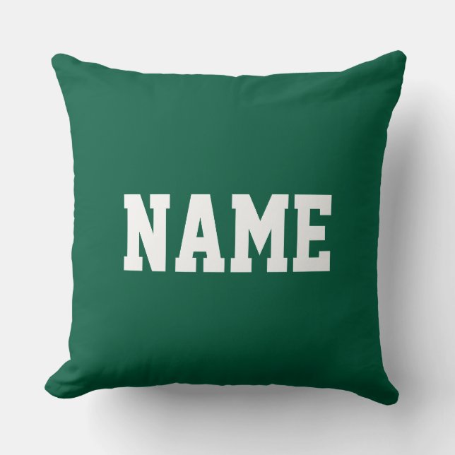 Coussin VOTRE NOM Texte Athlétique Amusant Sur Fond Vert C (Recto)