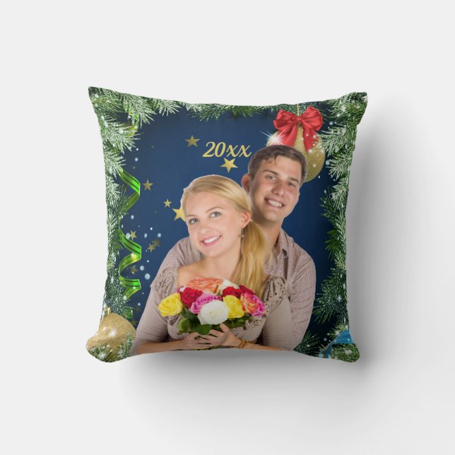Coussin Votre photo décoration de Noël personnalisée en cé (Recto)