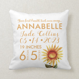 Coussin Votre première naissance de tournesol