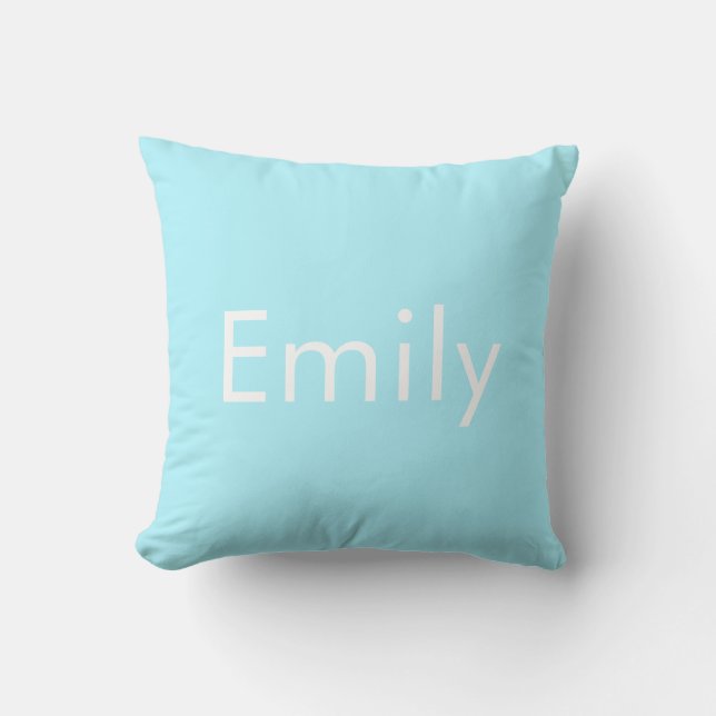 Coussin Votre propre nom ou mot | Bleu ciel doux (Recto)