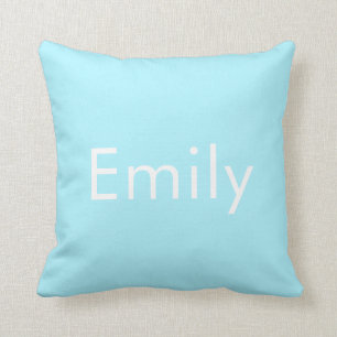 Coussin Votre propre nom ou mot Bleu ciel doux