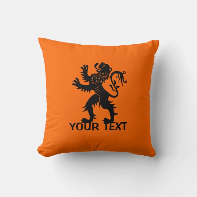 Coussin Votre texte - lion de la Hollande (Recto)