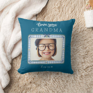 Coussin Vous aime grand-mère Nom Photo Cadre Élégant Migno