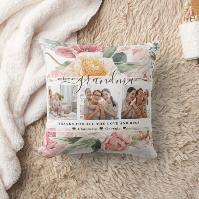 Coussin Vous aimez grand-mère | Trois photos de collage fl (Couverture)