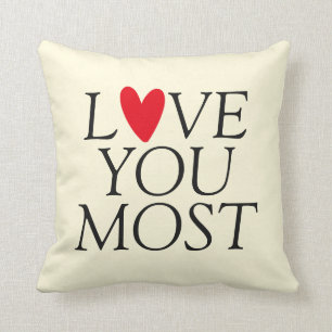 Coussin "Vous aimez le plus" Coeur rouge personnalisé