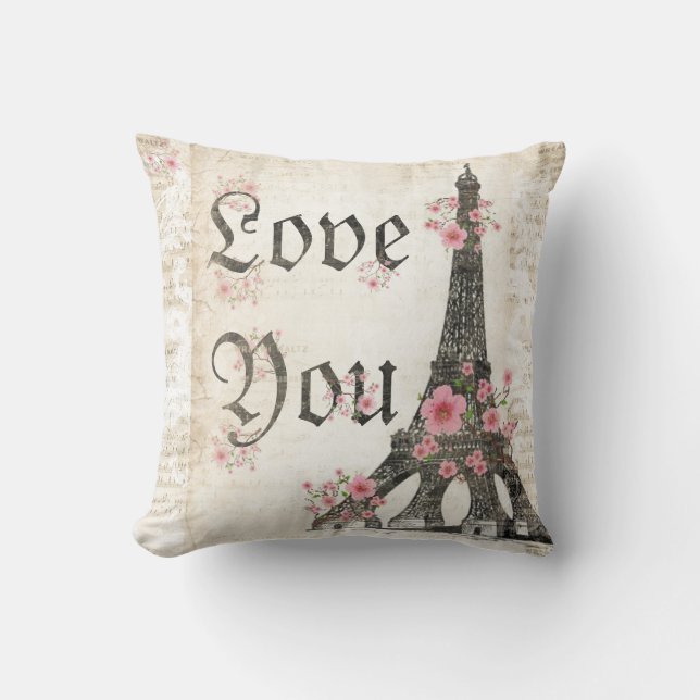 Coussin Vous aimez le thé romantique de Paris aux fleurs d (Recto)