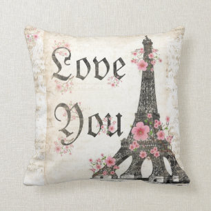 Coussin Vous aimez le thé romantique de Paris aux fleurs d