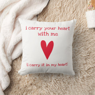 Coussin Vous avez mon poème du coeur par E.E. Cummings