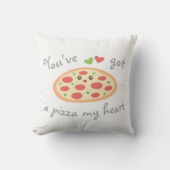 Coussin Vous avez une pizza Mon coeur mignon Amour Pun (Recto)
