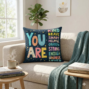 Coussin Vous êtes Affirmations Main Lumineuse Lettre