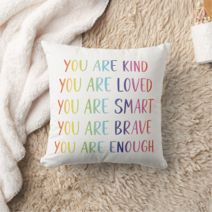 Coussin Vous êtes aimé Affirmations positives arc-en-ciel 