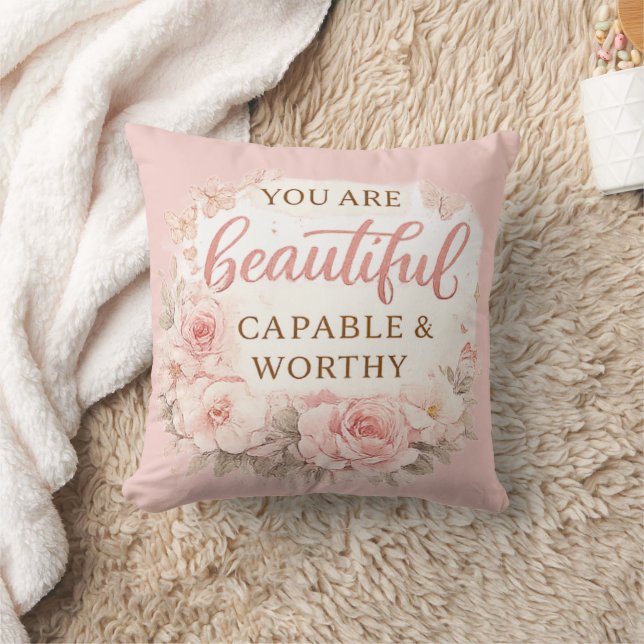 Coussin Vous êtes belle capable et digne d'amour Inspirati (Couverture)